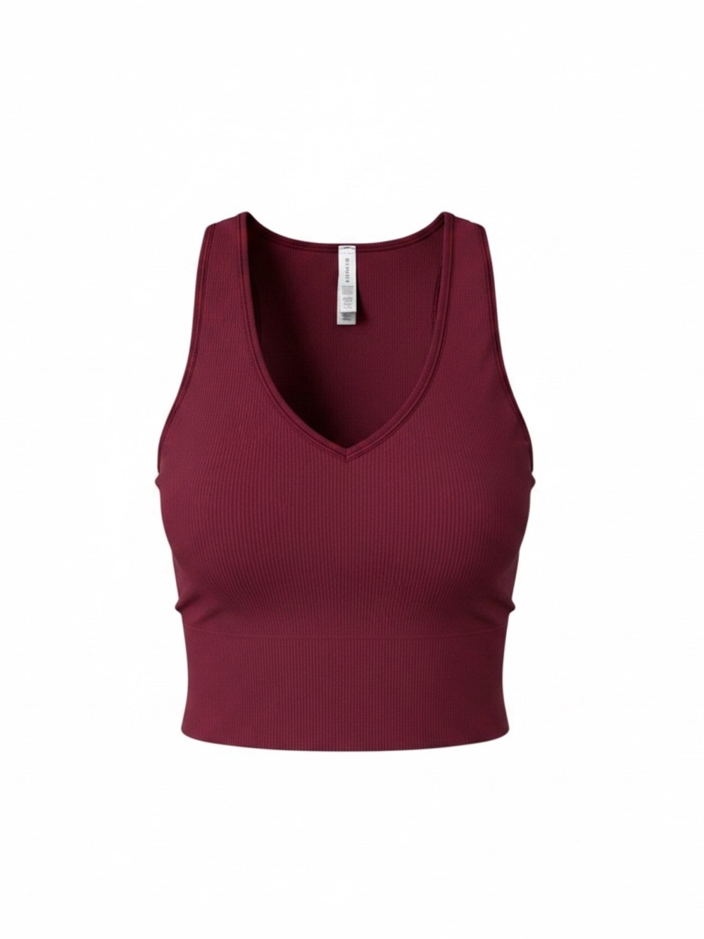 Athleta Aurora Ribbed Seamless Crop Tank Burgundy Sz 1X Active Sporty Neutral